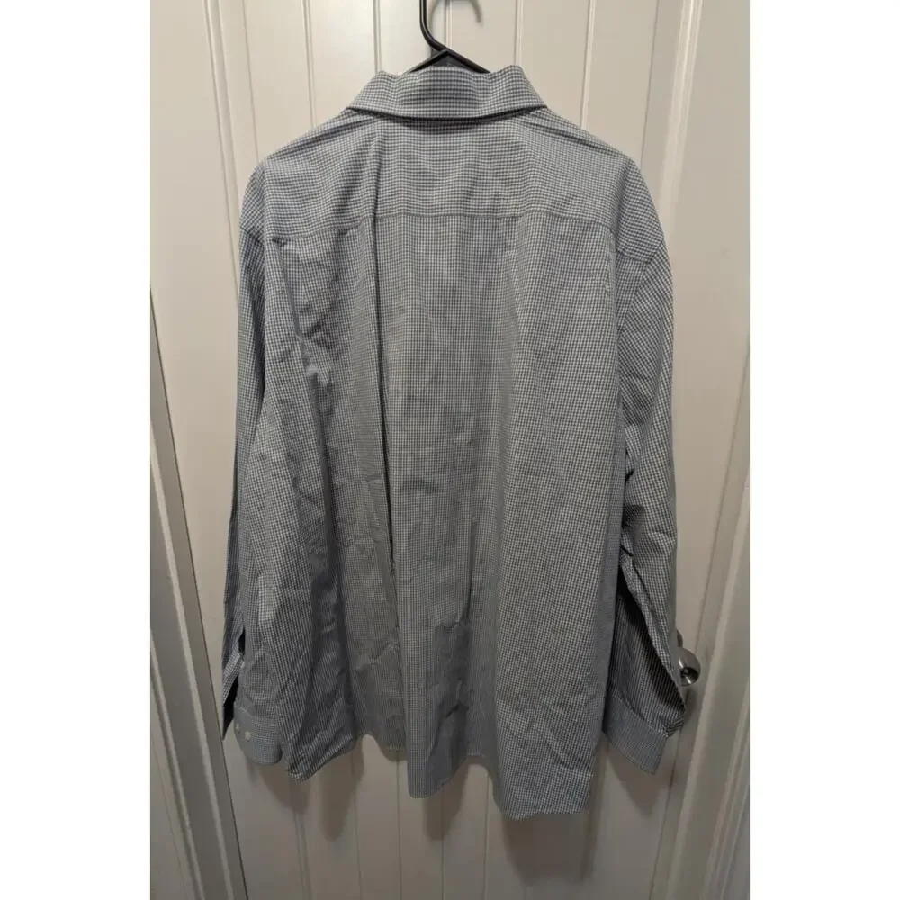Banana Republic Slim Fit Men's Long Sleeve Dress Shirt Size XXL Blue White Plaid